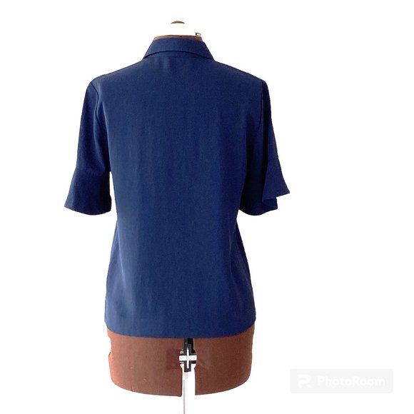 BR Navy Polo Top with Ruffle Sleeve - Picture 3 of 5